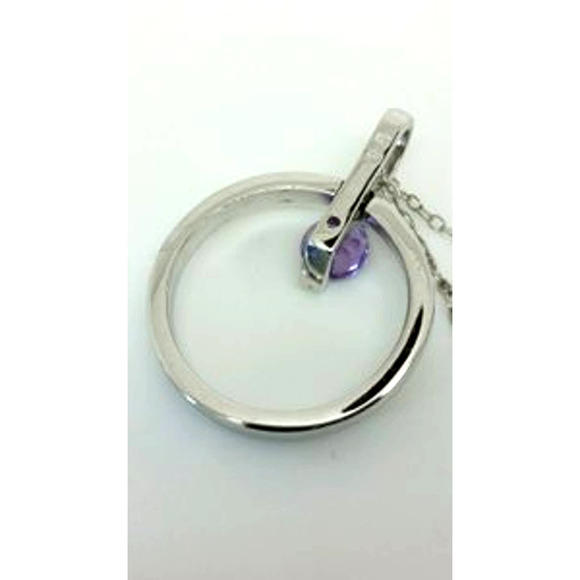 925 Sterling Amethyst .40cttw Circle Pendant 18" - Picture 2 of 3